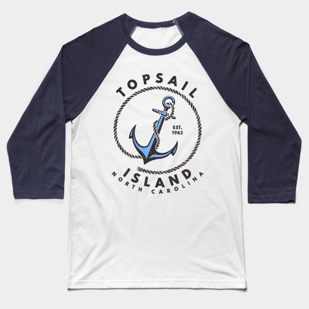 Vintage Anchor and Rope for Traveling to Topsail Island, North Carolina Baseball T-Shirt by Contentarama